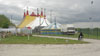 Fabrice is on his wheelchair, moving forward the circus