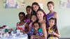 Ashley Judd with a group of girls at the Thistle Stop Café in Nashville