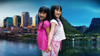Mia and Alexandra stand back to back, with scenes from their respective homes in the background.
